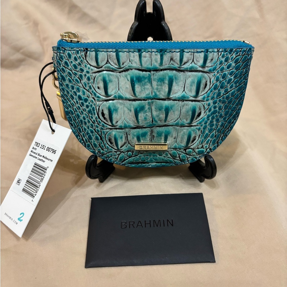 Brahmin Turquoise Crocodile Embossed Cosmetic Case